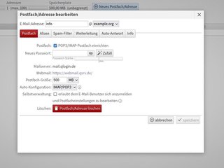 LiveConfig Mailpasswort setzen
